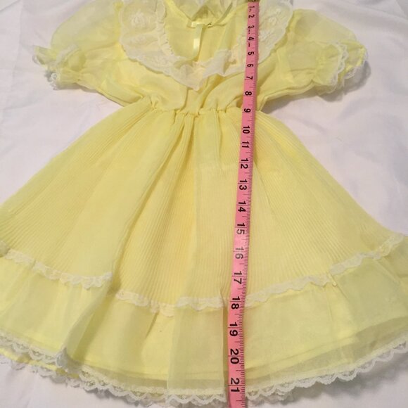 VTG Short Stuff Full Circle Ruffle Pageant Lace Yellow Party Dress Size 5 USA H - Picture 4 of 10
